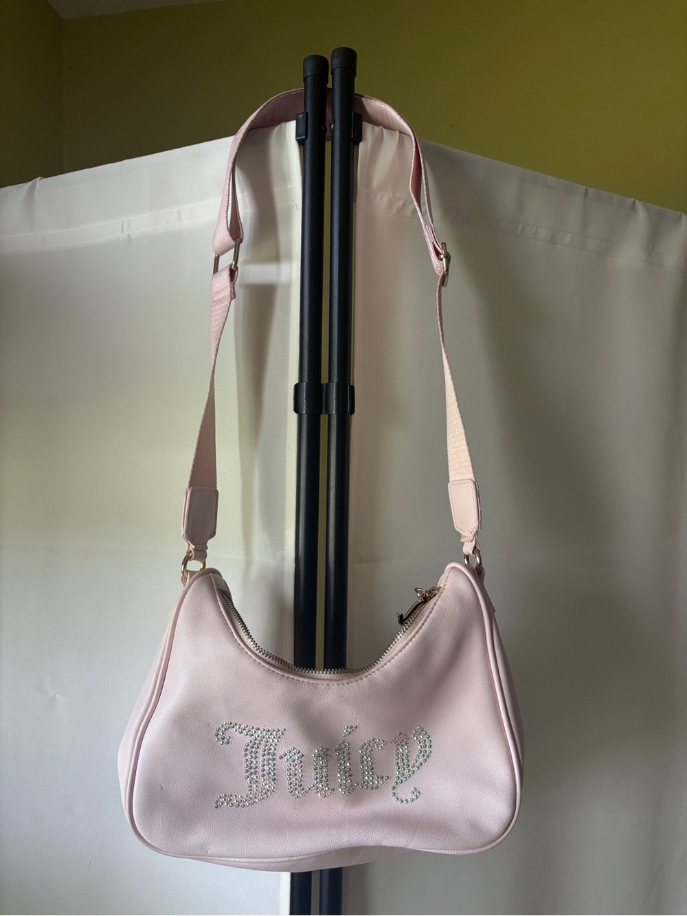 Juicy Couture Light Pink Rhinestone Logo Shoulder Bag